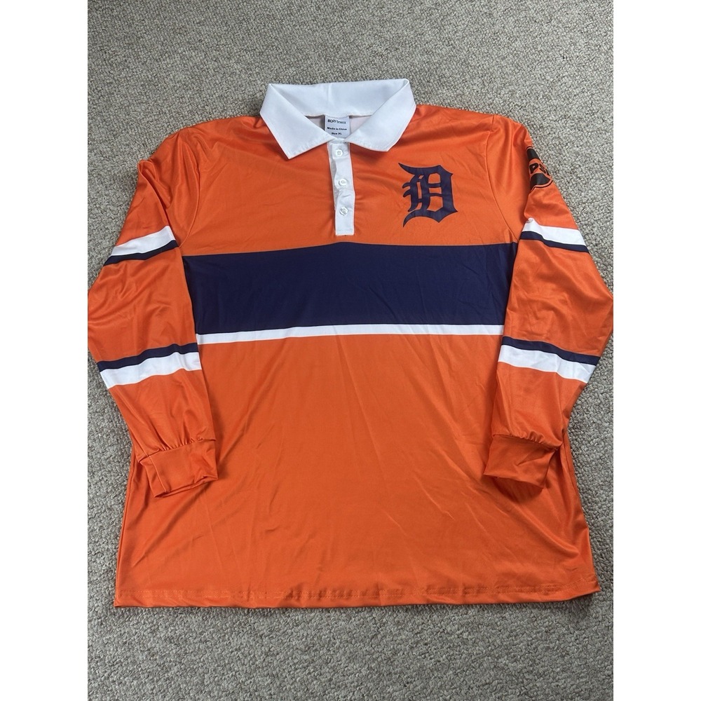 Detroit Tigers Pepsi SGA Long Sleeve Rugby Shirt Size XL MLB Baseball NWOT